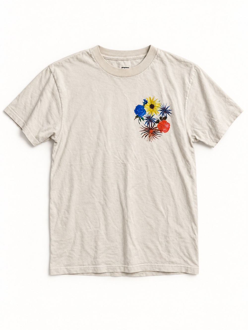 Men's Cream Short-Sleeve Floral Pocket Tee